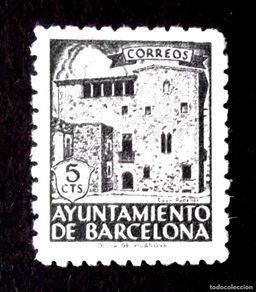 Sellos: BARCELONA, 46, CINCO SELLOS USADOS, SIN MATASELLAR.